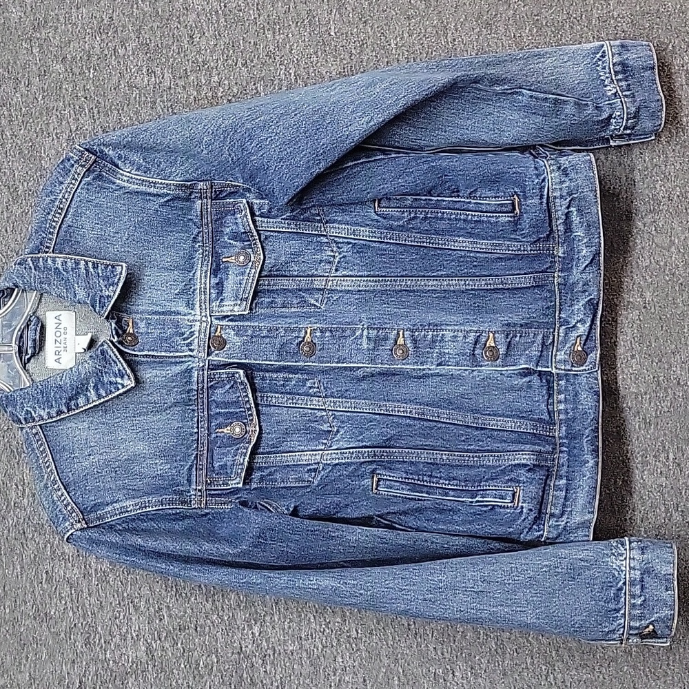 Arizona Jean Jacket Medium Wash Distressed Womens Size S
